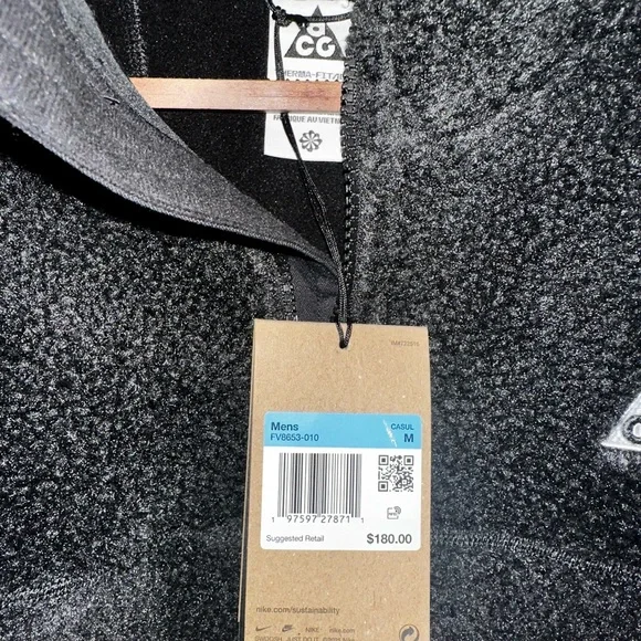 Nike ACG Canwell Glacier Therma-FIT ADV Black Fleece Jacket Size Medium NWT
